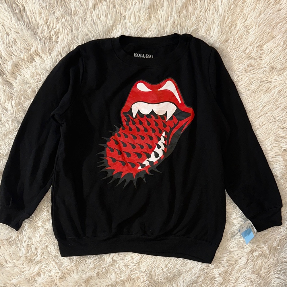 Rolling Stones Black Sweatshirt with Red Graphic
